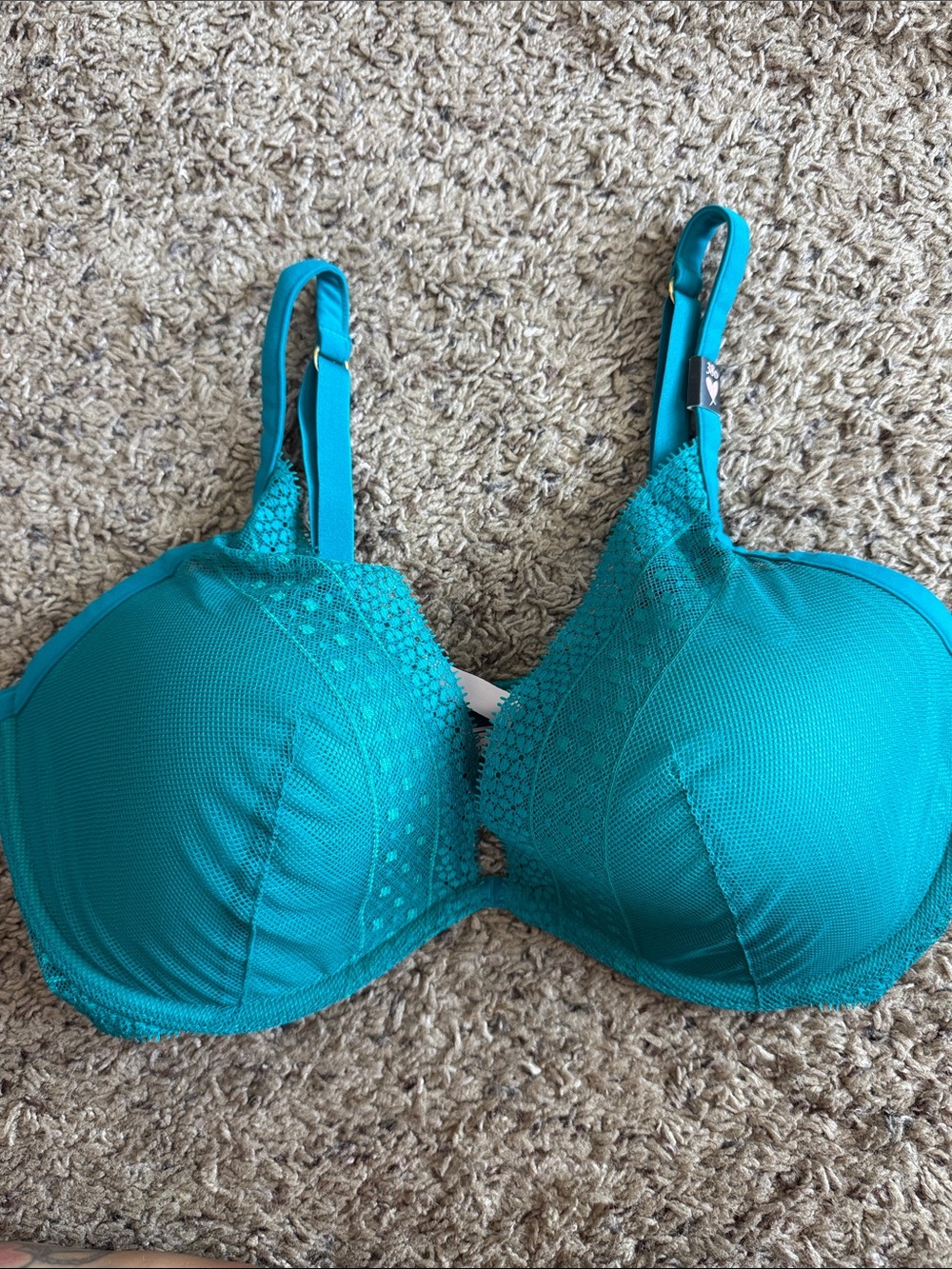 Victoria's Secret Teal Lace-Trim T-Shirt Bra